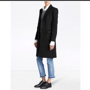 BURBERRY Black Women's SIDLESHAM Wool Cashmere Long Coat.